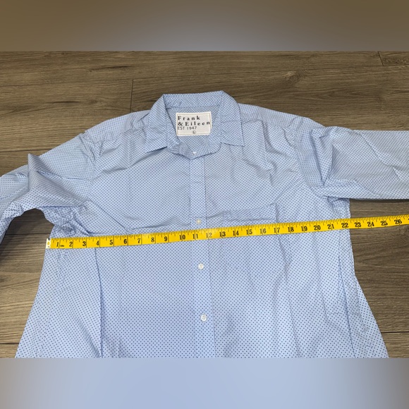 Frank & Eileen Boyfriend Cotton Button-Up Shirt BLUE DOT Sz L NEW - Picture 8 of 11